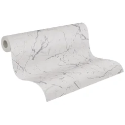 Papier peint vinyl sur support intissé marbre lisse blanc