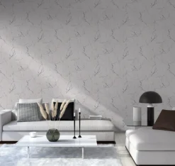 Papier peint vinyl sur support intissé marbre lisse blanc