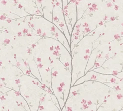 Papier peint expansé support intissé japonese blooming blanc