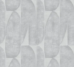 Papier peint expansé sur intissé palme 70' gris fond écru