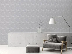 Papier peint expansé sur intissé palme 70' gris fond écru