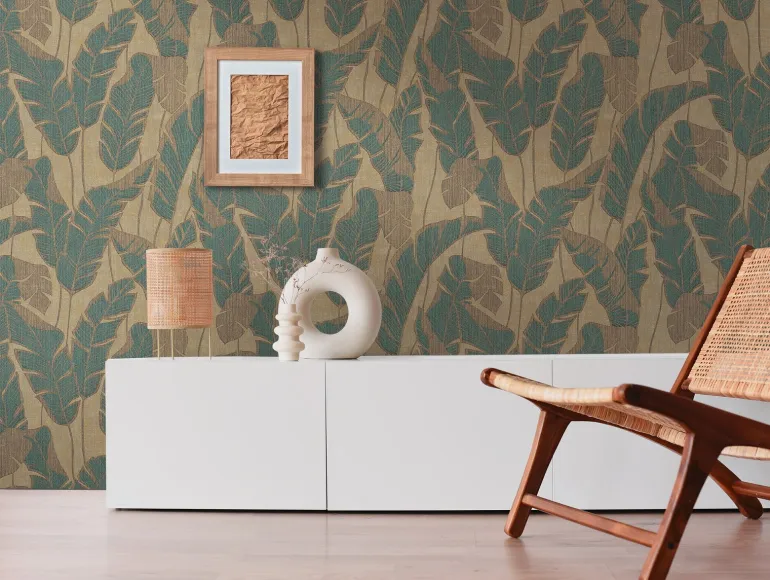 Papier peint vinyl expansé sur support intissé tabasco jade