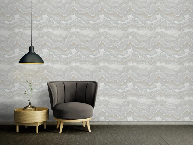 Papier peint vinyl sur support intissé malachite gris