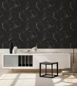 Papier peint vinyl sur support intissé marbre lisse noir