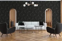Papier peint vinyl sur support intissé marbre lisse noir