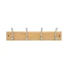 Patère minimaliste 4 têtes/4 crochets nickelé MDF chêne