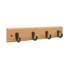 Patère bambou 4 crochets zamak noir MDF bambou