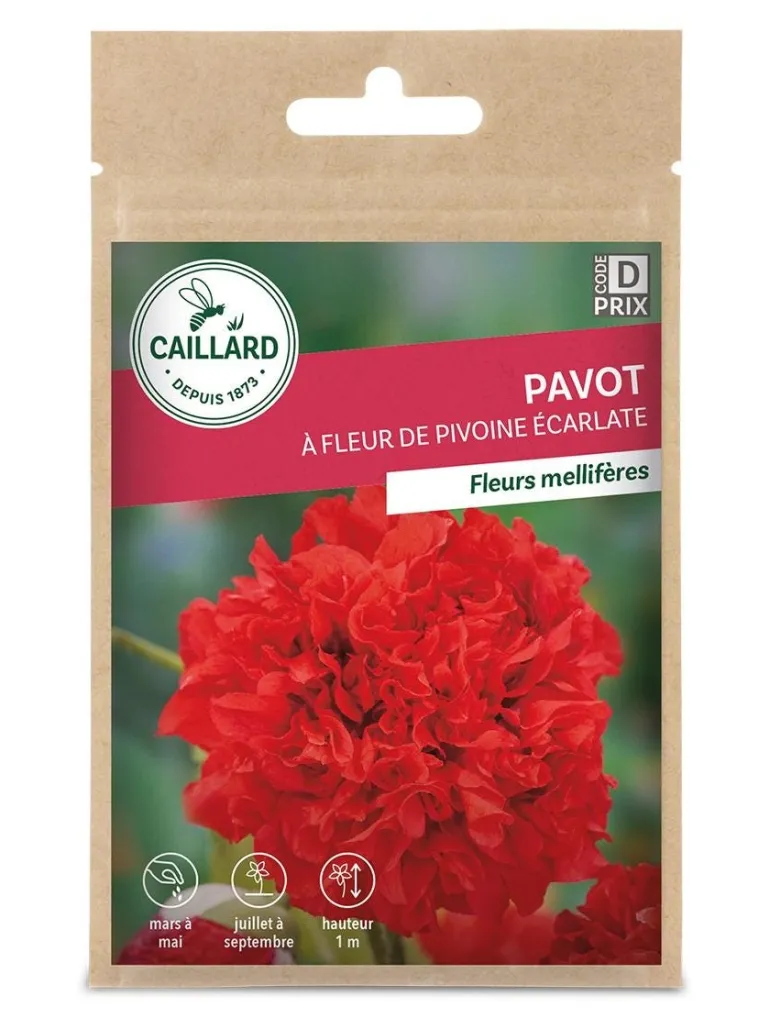 Pavot à Fleur de Pivoine Écarlate 1g CAILLARD