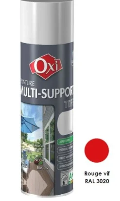 Peinture multi-supports Top3+ Rouge Vif Satin 400ML OXI