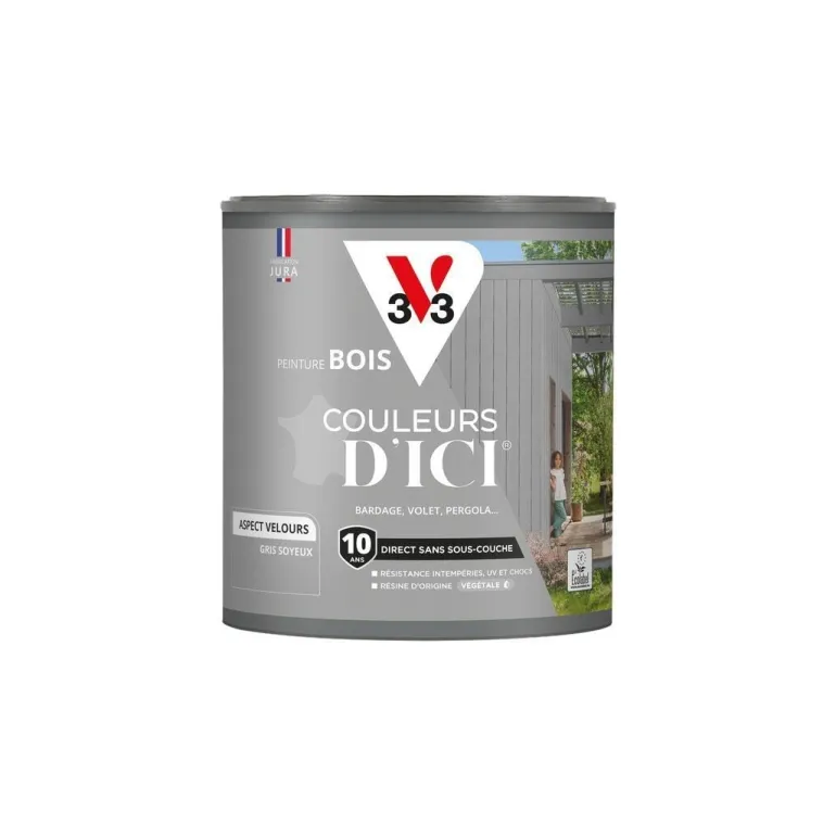 Peinture bois extérieur couleurs d'ici gris soyeux 0,5L V33