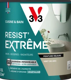Peinture cuisine et bain Resist Extrême Vert gris Vel 0,5L