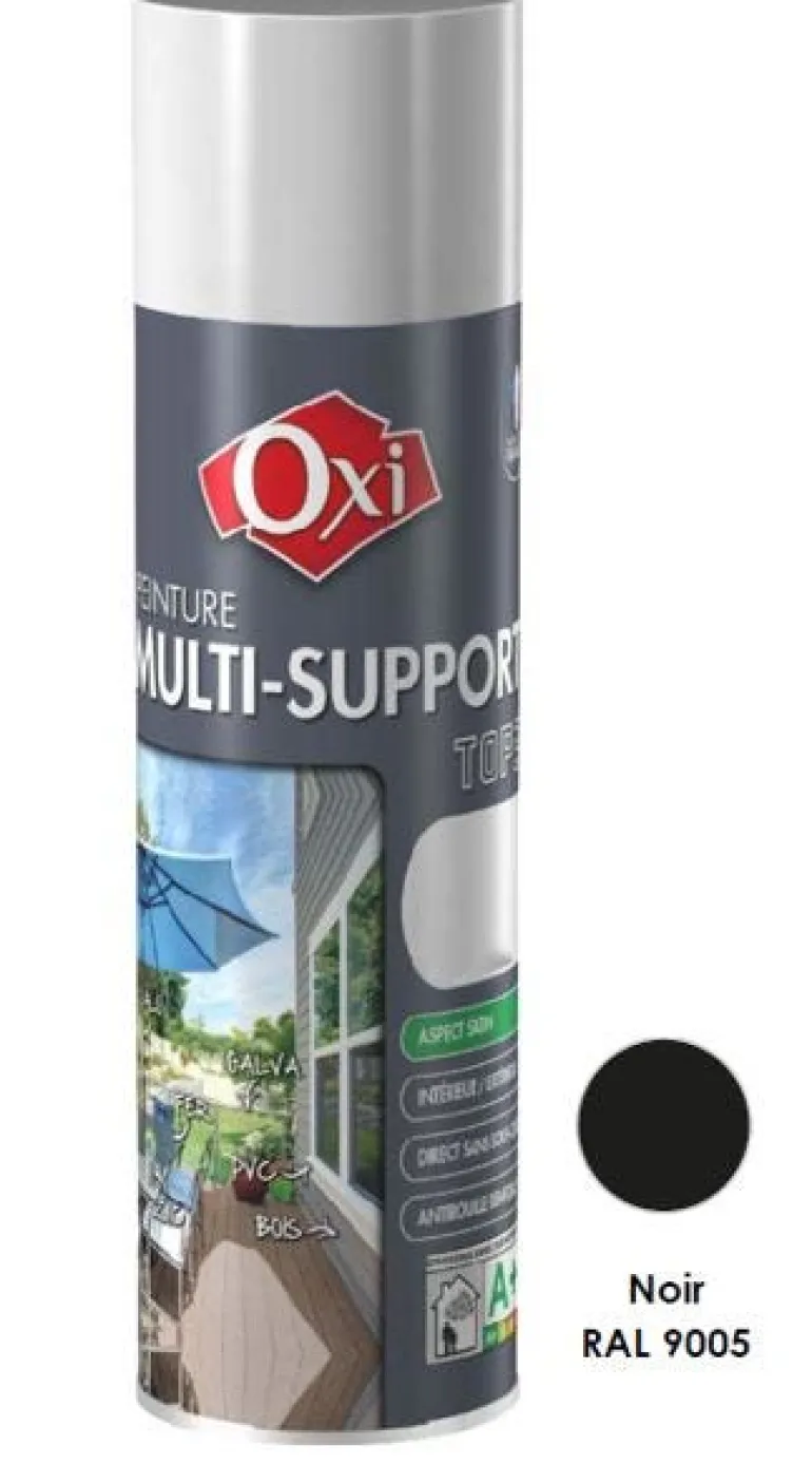 Peinture multi-supports Top 3+ Noir Satin 400ML OXI