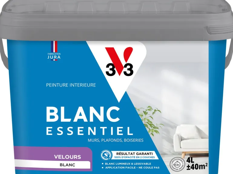 Peinture murs et plafonds Blanc essentiel Velours 4L V33
