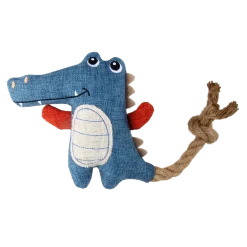 Peluche crocodile bleue en tissu recyclé pour chien ANKA