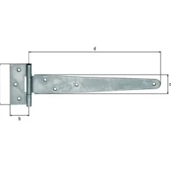 Penture anglaise acier brut zinguée 294/40x90x2,5 mm