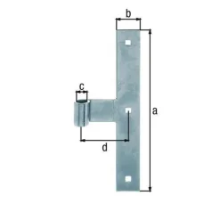 Penture milieu bout droit zinguée 250 Ø14mm