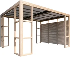 Pergola Ambre 4 x 3 m avec toile + 1 paroi