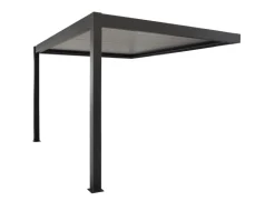 Pergola bioclimatique Zéphir adossée motor 3x4m gris-blanc