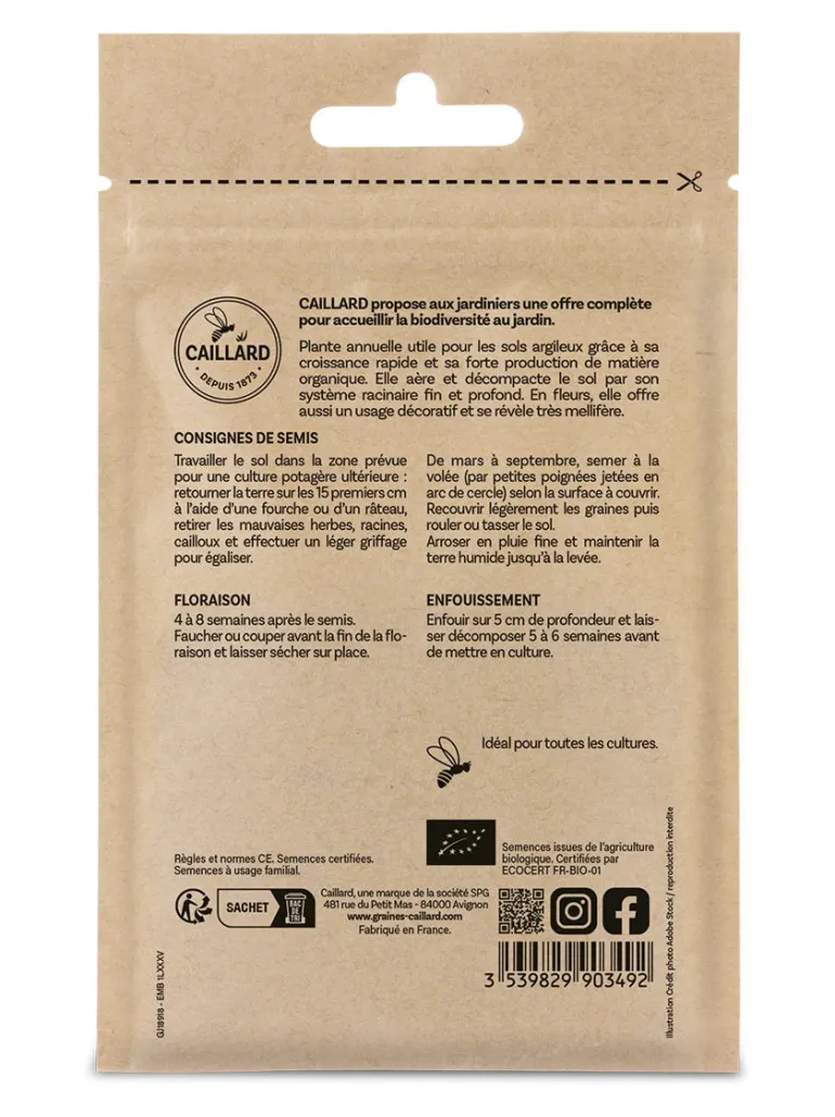 Phacélie aère le sol en profondeur 10g Bio CAILLARD