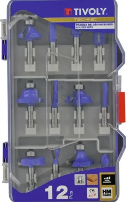 12 pièces fraises de défonceuse carbure queue Ø8mm