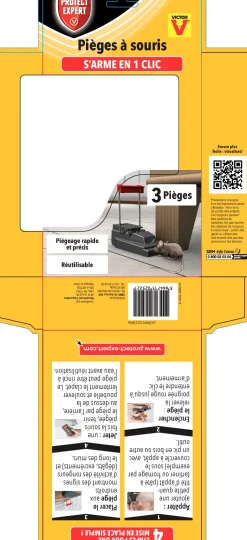 Pièges à souris 3 tapettes plastiques PROTECT EXPERT