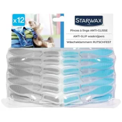 Pinces à linge anti-glisse bleu/gris (x10) STARWAX