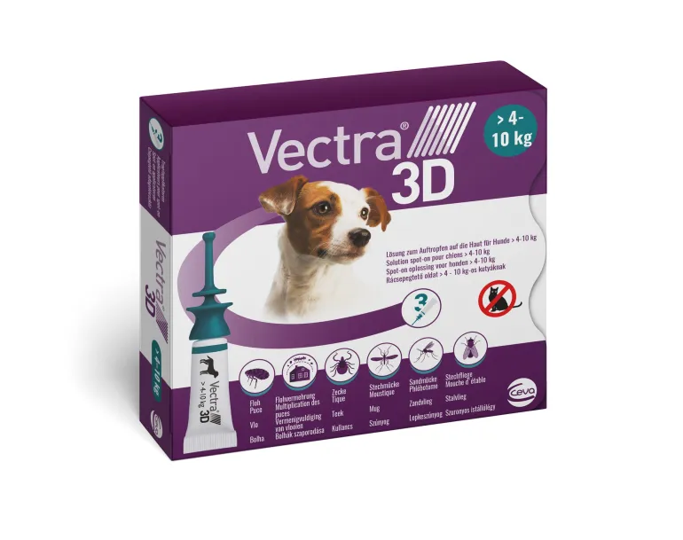 Pipette antiparasitaire chien S 4 à 10 kg (x3) VECTRA 3D