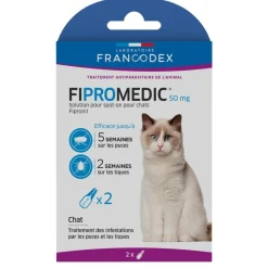 Pipettes Spot on pour chat Fipromedic 50 mg (0,5 ml x 2)