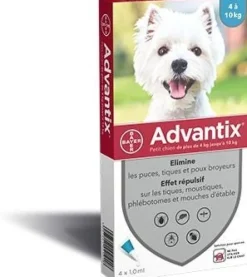Pipettes antiparasitaire pour chien 4/10kg (x4) Adventix