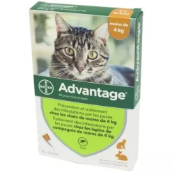 Pipettes antiparasitaires chat/lapin jusqu'à 4kg (0,4ml x 4)