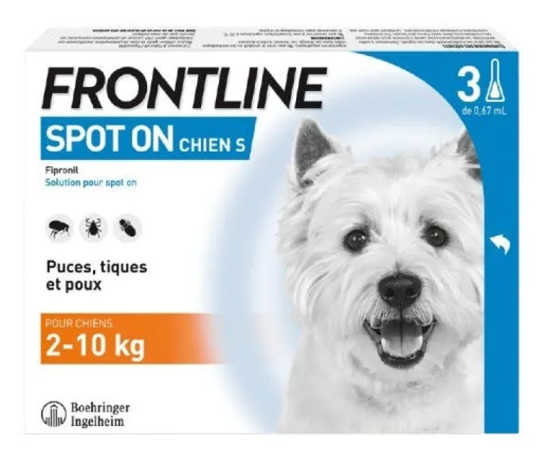 Pipette Spot pour chien S de 2 à 10kg (3 x 0,66ml) FRONTLINE