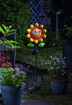 Pique décorative solaire Tournesol souriant