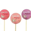 Piques "bonne fête maman" d6 h15 cm assortiment de 3