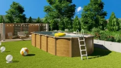 Piscine métal hors sol aspect bois OSMOSE 7,60x3,95x1,32 m