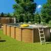 Piscine métal hors sol aspect bois OSMOSE 6,40x3,95x1,32 m
