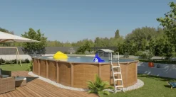 Piscine métal hors sol aspect bois OSMOSE 7,95x4,90x1,32 m