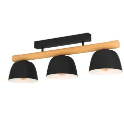 Plafonnier 3L Sherburn E27 40W acier noir L80cm EGLO