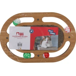 Plateforme de jeux 4 balles + griffoir ovale 41 x 27 x 4 cm