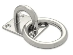 Platine carrée avec anneau mobile acier inoxydable