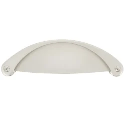 Poignée coquille entraxe 64 mm en zamak nickelé x2
