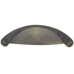 Poignée coquille entraxe 64 mm zamak laitonné vieilli mat x2