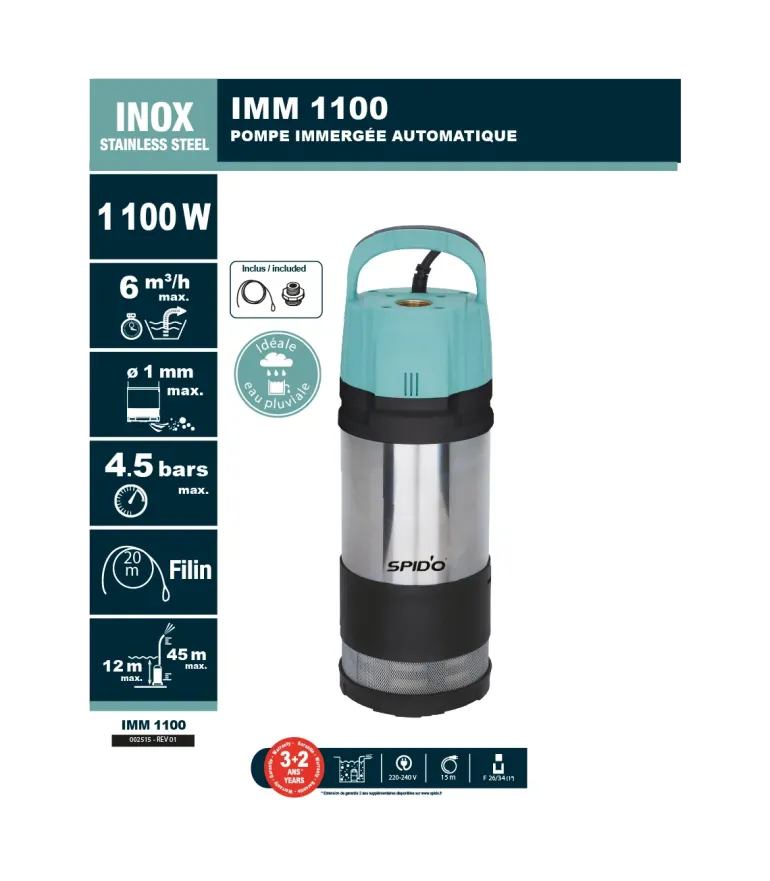 Pompe immergée automatique Spiconcept IMM 1100 Premium