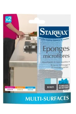 Éponge microfibre bi-faces multisurfaces (x2) STARWAX