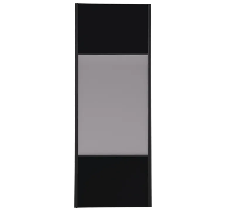 Porte de placard miroir et noir profil noir 92cm x1