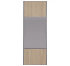 Porte de placard miroir et chêne naturel profil gris 92cm x1