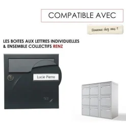 Porte-nom normalisé à encliqueter pour boîtes aux lettres