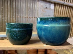 Pot de fleur Austral blue wawe Ø20 cm LES POTERIES D'ALBI