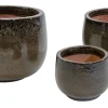 Pot en terre émaillée Glazed marron