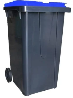 Poubelle anthracite avec couvercle bleu 240L