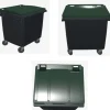 Poubelle bac roulant CityBac 1000L gris couvercle vert